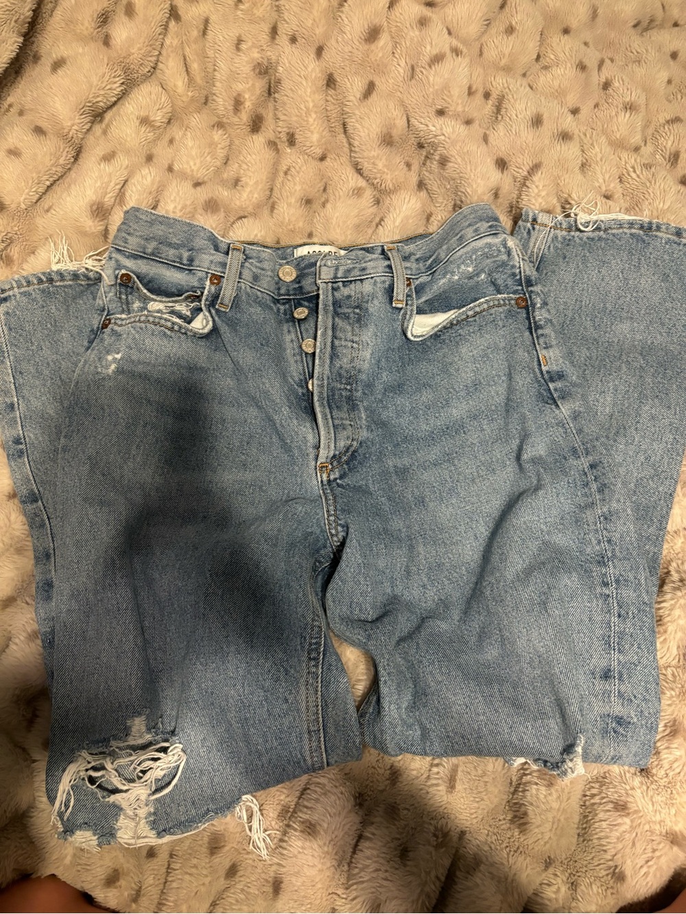 Agolde Light Blue Distressed Boyfriend Jeans